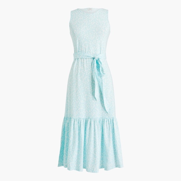 J. Crew Factory Printed knit tie-waist midi dress ditsy floral tiered size xl - Picture 13 of 13